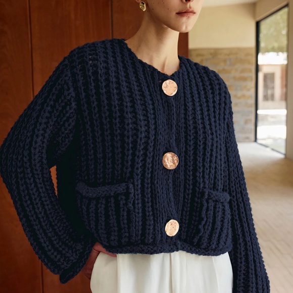 Commense Sweaters - Commense Plain Button Knit Cardigan